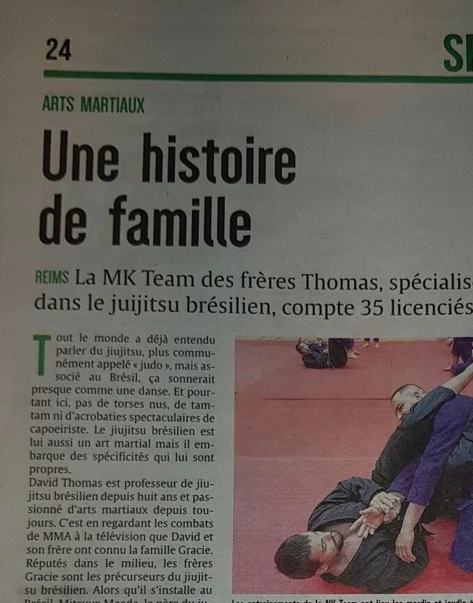Article de l’union Reims sur le jiu-jitsu brésilien 05/12/2018